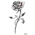 Adesivo per tatuaggio rosa stile sketch per body art, tatuaggio temporaneo per mano e collo. - SS674