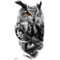 Adesivo per tatuaggio temporaneo impermeabile con design realistico di gufo e occhio per braccio gamba. - XZ178 (Gufo Occhio)