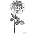 Adesivo per tatuaggio temporaneo con fiore di rosa in bianco e nero, design floreale elegante. - SS675