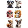 Adesivo per tatuaggio temporaneo animale carino impermeabile per bambini e adulti. - CD171 / 12x6.8cm