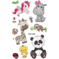 Cute cartoon animal temporary tattoo stickers sheet for kids, colorful body art design. - SW048 Cartoon Animals / 9.8x5.8cm