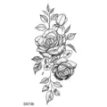 Adesivo per tatuaggio temporaneo con un delicato design di vite di rose in bianco e nero. - SS736