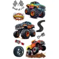 Set di tatuaggi temporanei camion monster truck, body art impermeabile da corsa per bambini. - SW696 / 9.8x5.8cm