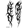 Pegatina de tatuaje temporal de tótem en blanco y negro para mano y cuello arte corporal. - Totem Geométrico Negro y Blanco(SS1268)