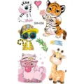 Colorful cute cartoon animal temporary tattoo stickers for kids hand neck body art decor. - SW050 Cartoon Animals / 9.8x5.8cm