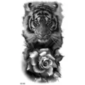 Adesivo per tatuaggio temporaneo tigre e rosa in bianco e nero per braccio e gamba. - XZ185 (Tigre Rosa)