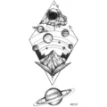 Adesivo per tatuaggio temporaneo spazio astronauta montagna puntinismo impermeabile - MZ127