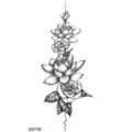 Adesivo temporaneo per tatuaggi floreali in bianco e nero, elegante design di rose. - SS738