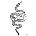 Snake temporary tattoo sticker black line art minimalist body art waterproof for hand neck - Snake Floral Pattern (SS908) / 9.8x5.8cm