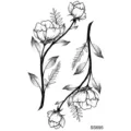 Adesivo per tatuaggio temporaneo floreale nero e bianco rosa design per arte corporea - SS695