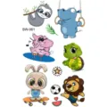 Colorful cute cartoon animal temporary tattoo stickers for hand and neck body art decor. - SW061 Cartoon Animals / 9.8x5.8cm