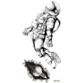 Adesivo per tatuaggio temporaneo astronauta bianco e nero pianeta spazio arte decoro - MZ128