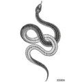 Snake temporary tattoo sticker, black and white minimalist line art design for hand or neck. - Snake Floral Pattern (SS909) / 9.8x5.8cm
