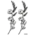 Adesivo per tatuaggio temporaneo arte di linea nera fiore pianta design per mano collo corpo. - SS696
