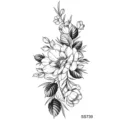 Adesivo per tatuaggio temporaneo floreale botanico nero design artistico del corpo - SS739
