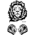 Hoja de pegatinas de tatuaje temporal de león en blanco y negro, diseño de tótem genial. - Totem de Cabeza de León(SS1397)