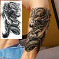 Tatuaggio temporaneo drago adesivo per braccio e gamba impermeabile sticker arte corporea nera - XZ193 (Drago)