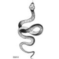 Black snake temporary tattoo sticker for hand and neck, stylish minimalist design body art. - Snake Floral Pattern (SS910) / 9.8x5.8cm