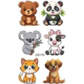 Set di adesivi per tatuaggi temporanei di animali cartoni animati carini per braccia. - CD175 / 12x6.8cm