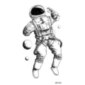 Autoadesivo del tatuaggio temporaneo astronauta nero e bianco design spaziale braccio - MZ129