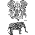Autocollant de tatouage temporaire éléphant henné mandala floral art corporel noir - SS348