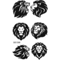 Adhesivo de tatuaje temporal de león tótem en blanco y negro para diseño de cuello de mano - Mezcla de Cabeza de León(SS1398)