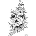 Adesivo per tatuaggio floreale in bianco e nero, design artistico di bouquet floreale SS740 - SS740