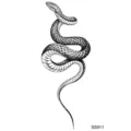 Snake temporary tattoo sticker, black and white coiled snake design body art sticker. - Snake Floral Pattern (SS911) / 9.8x5.8cm