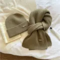 Strickschal und Mütze Set in Armeegrün, warme Winter Unifarbe lässige Mütze Schal Kombination. - Matcha Grün
