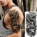 Realistic dragon totem temporary arm tattoo sticker, waterproof long lasting body art. - NZ182 / 19.8x9.6CM