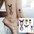 Temporary tattoo stickers butterfly rose floral body art waterproof fashion design - HA236 / 8x8cm