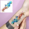 Watercolor geometric hands temporary tattoo sticker for wrist arm body art waterproof decor - Watercolor Gesture (HA182) / 8x8cm