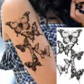 Foglio di adesivi per tatuaggi temporanei di farfalle nere per decorare braccia e gambe. - Stile Farfalla Acquerello (NZ973)