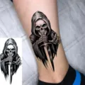 Wateroverdracht tijdelijke tatoeage sticker met realistisch Magere Hein skelet ontwerp. - FO305 / 15x7CM