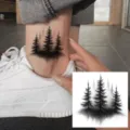 Waterproof temporary tattoo sticker with realistic pine tree forest design for ankle and arm. - Pine Tree (HA186) / 8x8cm