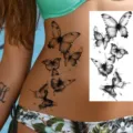 Adesivo per tatuaggio temporaneo farfalla nera impermeabile per braccio e gamba disegno - Stile Farfalla Acquerello (NZ974)