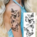 Set di adesivi per tatuaggi temporanei a farfalla nera per braccio gamba realistico - Stile Farfalla Acquerello (NZ975)