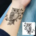 Waterproof temporary owl tattoo sticker for arm hand body art realistic black ink design - HA140