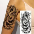 Dragon Temporary Tattoo Sticker Black Waterproof Arm Leg Body Art Body Decal Variant - NZ190 / 19.8x9.6CM