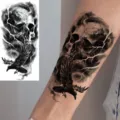 Dark skull raven tattoo sticker for arm, waterproof temporary body art design style variant. - Skull Raven Lightning(NZ066)