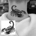 Waterproof realistic scorpion tattoo sticker for neck and body art, temporary black design. - HA141