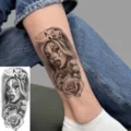 Tijdelijke tattoo sticker zwart wit realistische Chicano clown roos poker dobbelsteen - FO310 / 15x7CM