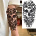 Halloween mechanical skull temporary tattoo sticker for arm and leg dark gothic body art. - Mechanical Skull(NZ067)