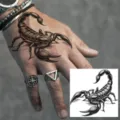 Realistic scorpion temporary tattoo sticker for hand back, waterproof body art transfer design. - HA142