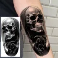 Halloween dark skull tattoo sticker for arm and leg temporary tattoo design gothic style - Grim Reaper Skull(NZ068)