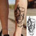 Tijdelijke tatoeage sticker zwart abstract schedel ontwerp realistisch waterdicht - FO313 / 15x7CM