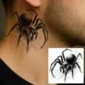 Realistic 3D spider temporary tattoo sticker for neck, waterproof body art transfer. - HA143