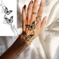 Waterproof butterfly lace temporary tattoo sticker for hand and body art decoration - Butterfly Lace Style (FO148) / 15x7CM