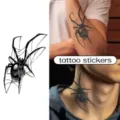 Spider tattoo sticker waterproof black realistic spider web body art temporary tattoo for men - HA144