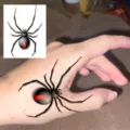 Halloween spider temporary tattoo sticker, realistic black widow design for arm or hand. - HM082 (Spider)